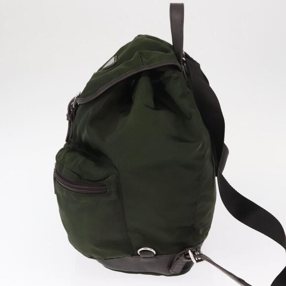 PRADA Backpack Nylon Khaki Silver Auth kk592 main image 14